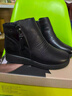 木林森冬季短靴女棉鞋真皮中老年人媽媽棉皮鞋女雪地靴羊毛保暖坡跟女靴 MLS96712黑色 [羊毛內里] 37 曬單實(shí)拍圖