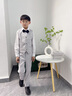 DOMIAMIAKIDS六一兒童禮服男童西裝套裝花童鋼琴合唱服演出服銀色主持西服 銀色馬甲四件套 160 （高150-160cm 體重78-88斤） 曬單實(shí)拍圖