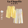 La Chapelle拉夏貝爾女童夏裝套裝2025新款女孩夏季無袖上衣防蚊褲純棉兩件套 純棉背心套裝 140 建議身高131-140cm 曬單實(shí)拍圖