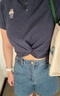 Teenie Weenie小熊牛仔短褲女夏季韓版簡約休閑松緊高腰時尚牛仔褲女 深藍色 M (165) 曬單實拍圖