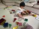 彌鹿（MiDeer）兒童彩窗磁力片積木生日六一兒童節(jié)禮物棒磁鐵磁吸益智玩具禮盒 100片鉆面彩窗-含小車*2+收納袋 曬單實拍圖