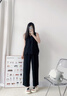 莎倩2025新款夏季V領(lǐng)梭織棉女士睡衣背心九分褲家居服涼感可外穿套裝 X350384-黑色 2XL (身高171-180,體重135-165) 曬單實拍圖