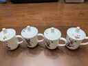 陶瓷帶蓋茶杯辦公會議杯家用泡茶水杯棋牌室杯子賓館白瓷水杯定制 梅蘭竹菊【4個一套】 帶蓋杯 曬單實拍圖