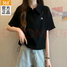361°polo衫女t恤女短袖衣服運(yùn)動(dòng)服飾夏季冰絲速干足球跑步女士健身裝 超級(jí)黑 2XL（185） 曬單實(shí)拍圖