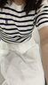 Navigare意大利小帆船女士T恤25春夏季新品休閑簡(jiǎn)約針織體恤百搭簡(jiǎn)約上衣 白底藍(lán)紋 L 曬單實(shí)拍圖