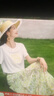 OSA法式風碎花半身裙女2025新款百搭顯瘦夏日出游雪紡蛋糕裙 綠色花 L 曬單實拍圖