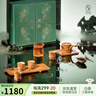 萬(wàn)仟堂（Edenus）茶具整套 中式風(fēng)高檔陶瓷茶器泡茶器全套裝伴手禮 竹林聽(tīng)雨·成套 斑竹釉 1壺1海4杯1承1盤(pán) 8頭 曬單實(shí)拍圖