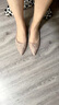 百麗踏尖頭淺口平底單鞋女2025新款仙女風(fēng)香檳金色婚鞋孕婦伴娘鞋大碼 銀色虎皮紋 38 曬單實(shí)拍圖
