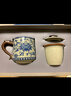 金鑲玉仿宋汝窯茶杯 陶瓷帶過(guò)濾茶水杯馬克杯辦公家用泡茶具 纏枝蓮青花 曬單實(shí)拍圖