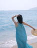 CEENIU法式掛脖吊帶連衣裙女裝2025年夏季新款氛圍感三亞海邊沙灘度假裙 青綠色 M 曬單實拍圖