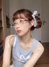 鹿珊伍眼鏡女高智感純欲無(wú)邊框金屬素顏近視眼鏡框架歐美風(fēng)網(wǎng)紅平光鏡 無(wú)框雕花眼鏡【銀色】 曬單實(shí)拍圖