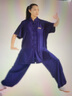 李寧（LI-NING）太極服男士夏季短袖高彈牛奶絲太極拳練功服中國風武術表演服高端 藏青色（男女同款） XL身高175-180cm體重160-180斤 曬單實拍圖