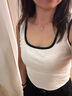 真維斯（JEANSWEST）吊帶背心女2025夏季新款無袖t恤女生撞色修身內(nèi)搭外穿遮副乳上衣 白色 M 曬單實拍圖
