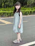 G.duck女童夏季連衣裙2025新款兒童無袖裙子女大童公主裙夏裝洋氣花苞裙 藍(lán)色 120 cm 曬單實拍圖