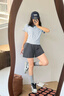 徽昂運動(dòng)套裝女瑜伽服女跑步健身服速干衣t恤網(wǎng)紗美背短袖短褲藍灰M 曬單實(shí)拍圖