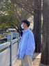 CLOR日系條紋短袖襯衫男夏季休閑翻領(lǐng)襯衣潮牌薄款外套CLCX09藍色XL 曬單實(shí)拍圖