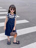 G.DUCKKIDS小黃鴨童裝女童牛仔背帶裙夏季薄款2025新款兒童連衣裙中大童套裝 套裝【T恤＋背帶裙】 160 (建議145-155cm 9-10周歲） 曬單實(shí)拍圖