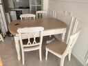 一具一家美式白色餐桌可伸縮折疊家用可變圓桌鄉村復古全實(shí)木餐桌椅組合 1.35米餐桌 白色+卡其 實(shí)木導軌 曬單實(shí)拍圖