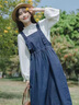 G.DUCKKIDS女童牛仔背帶連衣裙短袖襯衫兩件套女春夏裝學(xué)院風(fēng)中長(cháng)款裙子套裝 【單件】牛仔背帶裙 130 【適合45-56斤】 曬單實(shí)拍圖