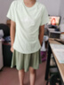 安踏兒童套裝女童裝2025年夏季涼感透氣速干運動(dòng)套裝短T+裙褲兩件套 斯特綠/灰豆綠-3 150 cm 曬單實(shí)拍圖