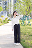 愛 西娜女大童牛仔褲2025新款夏季女孩初中生闊腿褲夏裝冰絲百搭褲子15歲 深藍(lán)色_7826 170 cm_可親子 曬單實(shí)拍圖