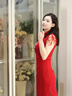 泰勒馬丁紅色敬酒服新娘旗袍2025新款新中式小個(gè)子訂婚禮服連衣裙結(jié)婚禮服 QP06 M 曬單實(shí)拍圖