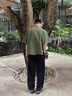 MAYBEYOND休閑褲男夏季美式垂感直筒彎刀褲寬松拖地西裝褲子男MX08黑色XL 曬單實(shí)拍圖