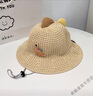 G.DUCKKIDS兒童防曬帽夏季薄款男女童寶寶太陽帽子草帽透氣大檐漁夫帽遮陽帽 玩偶恐龍  卡其色 建議3-9歲 x 參考頭圍49-54cm 曬單實拍圖