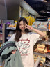 紅妝聚美波斯貓印花短袖女純棉t恤女士夏季衣服新款潮流白t恤黑色t恤半袖 純棉短袖t桖【白-波斯貓】 L （參考110-120斤） 曬單實拍圖