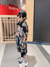 愛(ài) 西娜男孩蝙蝠袖上衣套裝2025夏季新款男大童滿(mǎn)印休閑舒適短袖兩件套潮 圖片色 140 曬單實(shí)拍圖
