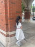 英氏（YEEHOO）女童連衣裙兒童裙子中大童裝網(wǎng)球裙涼感抗菌學(xué)院夏裝 白色  140  曬單實(shí)拍圖