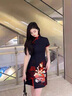 LISCN國(guó)潮旗袍2025年新款夏季年輕款少女改良黑色炸街洋裝小個(gè)子短款 玲瓏?yán)C461 S 曬單實(shí)拍圖