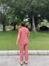 中老年人夏天時尚新款衣服媽媽夏季短袖套裝女寬松休閑開衫兩件套 紅色【套裝】 2XL 建議105-120斤 曬單實拍圖