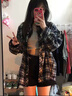 棉之雪復(fù)古格子襯衫男春夏季港風(fēng)潮流百搭長袖襯衣韓版慵懶風(fēng)痞帥外套男 黑白格子襯衫 XL 【160CM-168CM】 曬單實拍圖