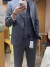 報喜鳥(niǎo)西服套裝【優(yōu)選】男士商務(wù)休閑羊毛西服套裝灰色格紋西裝西褲 灰色嵌橘色格紋 46 A(170/92) /請備注腰圍或褲子 曬單實(shí)拍圖