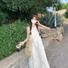 皓娥 甜美小個子無袖連衣裙女蕾絲提花長款夏季減齡寬松顯瘦背心裙子 【米色】含內(nèi)襯 M 推薦：108斤內(nèi) 曬單實(shí)拍圖
