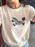 熙世界sllsky小馬提花針織衫短袖2025夏新款百搭寬松圓領(lǐng)薄款冰絲上衣 杏色 S 曬單實(shí)拍圖