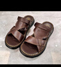 駱駝（CAMEL）2025夏季新款真皮男士商務涼拖鞋兩穿透氣爸爸沙灘鞋 G13M211073 棕色 39 曬單實拍圖