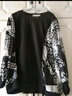 莎妮朵羅大碼女裝春秋裝顯瘦款燈籠印花雪紡袖胖妹妹遮肚子上衣女T恤16421 黑色 4XL建議165-185斤穿著(zhù) 曬單實(shí)拍圖