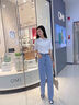 Khwfjas一線品牌復(fù)古藍(lán)窄版高腰直筒牛仔褲女2025夏寬松顯瘦百搭闊腿 淺藍(lán)色（長褲）【常規(guī)款】 S 【體重:87-96斤】 曬單實拍圖