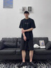 啄木鳥冰絲短褲男休閑五分短褲夏季薄款透氣速干彈力男士外穿跑步運(yùn)動褲 黑色+灰色【2條裝】 XL 曬單實拍圖