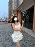渝鼎福甜美白色荷葉邊吊帶連衣裙女士夏季純欲蓬蓬蛋糕短裙子氣質(zhì)芭蕾風(fēng) 白色甜辣妹背心連衣裙 S 【90-100斤】 曬單實拍圖