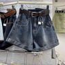 賞峰大碼卷邊闊腿牛仔熱褲女2024夏季新款高腰個(gè)性寬松顯瘦a字短褲潮 主圖款 S 建議80-98 曬單實(shí)拍圖