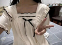 允橘短袖睡衣女夏季2025年新款家居服可外穿套裝短褲兩件套高級感純欲 奶油杏荷葉邊睡衣套裝 L 【建議80-100斤】 曬單實(shí)拍圖