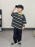 派町2025夏季新品童裝男童褲子夏裝透氣休閑字母印花運(yùn)動(dòng)褲長褲時(shí)髦薄 藏青色 120 cm 曬單實(shí)拍圖