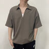 軒森圖 夏季男士冰絲垂感假兩件POLO領(lǐng)免燙潮流休閑寬松半袖拼色大碼T恤 黑色 V66 4XL (190) 195-220斤 曬單實(shí)拍圖