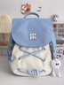 察今小型雙肩包設計感小眾可愛(ài)搞怪少女背包兒童出游輕便旅行小書(shū)包女 奶藍色（不帶掛件） 曬單實(shí)拍圖