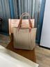古森奴配牛皮牛津布大包通勤豎款尼龍單肩包女帆布文件手提包文藝托特包 20-203210卡其色 曬單實(shí)拍圖