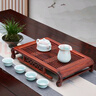 漢唐茶盤(pán)實(shí)木功夫茶具套裝茶臺黑紫檀實(shí)木儲水排水式托盤(pán)家用大號茶托 紅檀小雅致茶盤(pán)+福到瓷器6件套 曬單實(shí)拍圖