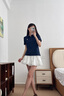 Teenie Weenie【涼感】小熊女裝POLO衫T恤2025夏新款簡(jiǎn)約舒適短袖上衣女裝 夜幕藍(lán) S 曬單實(shí)拍圖